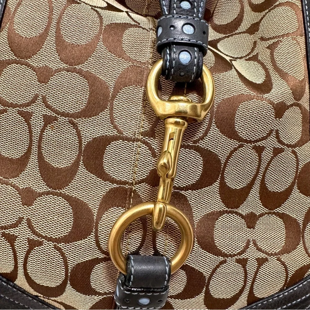 Coach Legacy Hobo Bag Signature Jacquard Perforated Navy Leather